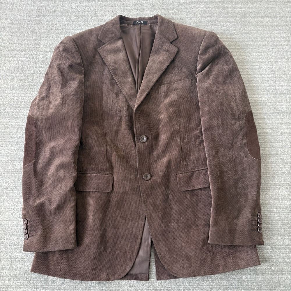 D&G Dolce &Gabbana Blazer IT 48 Brown Corduroy Wool Super 150s Elbow Patch